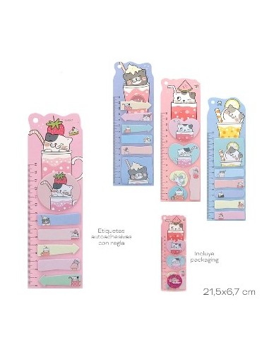 Notas Autoadhesivas + Regla 15cm C- Diseno Trendy 15431-15432 Tar02