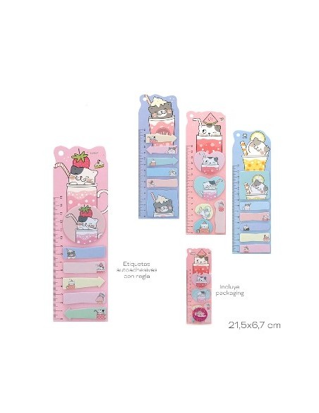 Notas Autoadhesivas + Regla 15cm C- Diseno Trendy 15431-15432 Tar02