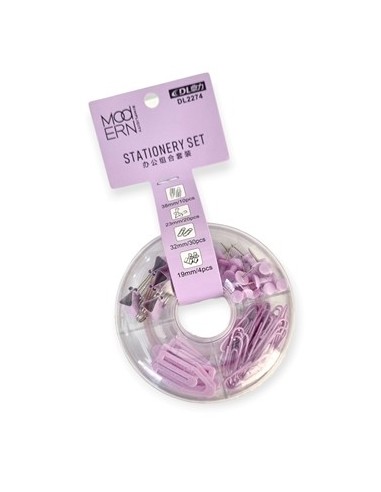 Set Pastel Clip-binder-pins-chinches En Caja Dl2274 Sf01