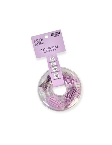 Set Pastel Clip-binder-pins-chinches En Caja Dl2274 Sf01