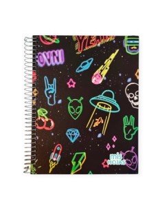 Cuaderno A5 120hj T-semi Rigida C-esp  Cuad  Neon Mod  Surt  976391 Tec02