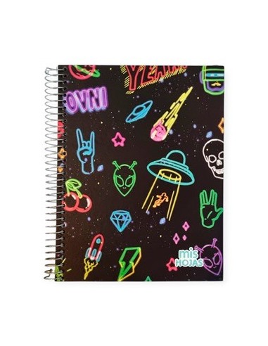 Cuaderno A5 120hj T-semi Rigida C-esp  Cuad  Neon Mod  Surt  976391 Tec02