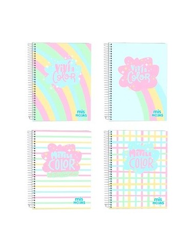 Cuaderno A5 100hj T-dura C-esp  Rayado Vivi Colores Pasteles 976421 Tec02