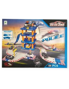 Pista De Estacionamiento Policia Parking 66 Piezas C-1helicoptero C-2autos Ju0049 Pri02