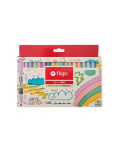 Resaltador Fino P/biselada X 18 Pastel Caja Slf-e18-pas Fil01