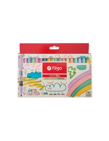 Resaltador Fino P/biselada X 18 Pastel Caja Slf-e18-pas Fil01