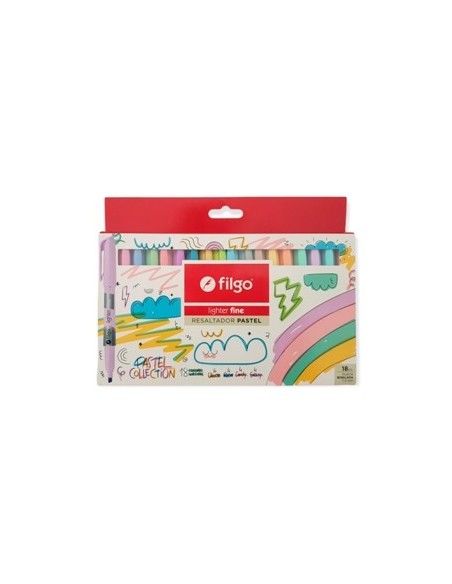 Resaltador Fino P/biselada X 18 Pastel Caja Slf-e18-pas Fil01