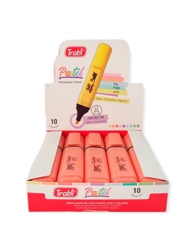 Resaltador Chato Pastel Coral Trabi