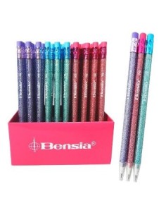 Lapiz Negro C-goma Glitter Punta Intercambiable 180155 Col01 -b50-