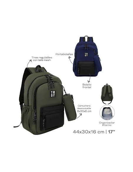 Mochila 17" 44x30x16 Trendy C-cartuchera 2bolsillos Externos18586 Tar02