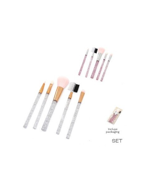 Set De Maquillaje  X5 Brochas Colores Surtidostrendy C/brillo Tar02 18710b