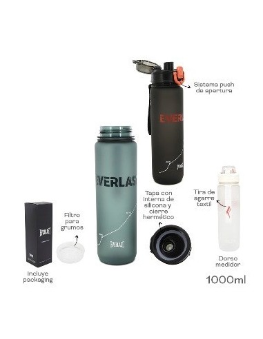 Botella  Plast  1l Everlast Negra  30418 Tar02