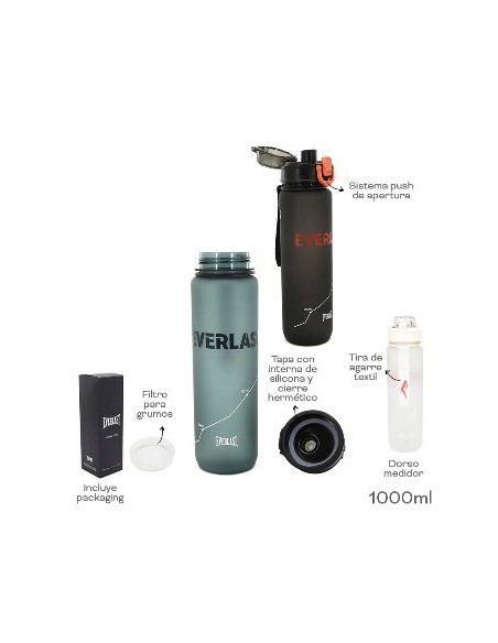 Botella  Plast  1l Everlast Negra  30418 Tar02