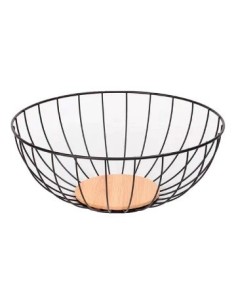 Frutera 25cm Negra Metal + Bambu 71106 Car15