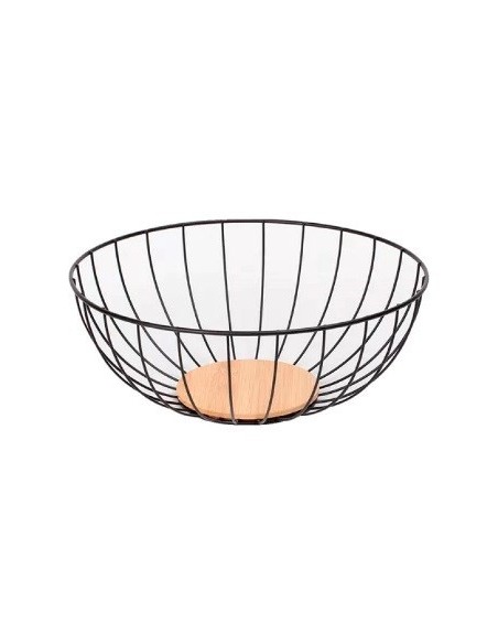 Frutera 25cm Negra Metal + Bambu 71106 Car15