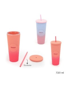 Vaso 720ml Plast  C-tapa Y Sorbete Degrade 19017 Tar20
