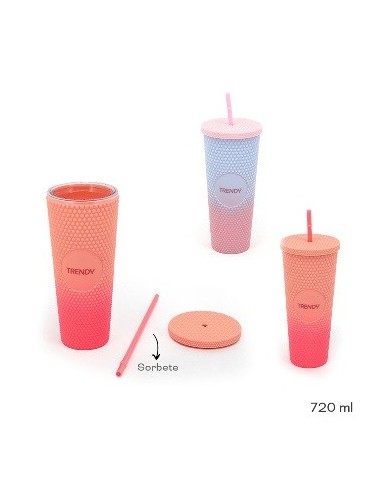 Vaso 720ml Plast  C-tapa Y Sorbete Degrade 19017 Tar20