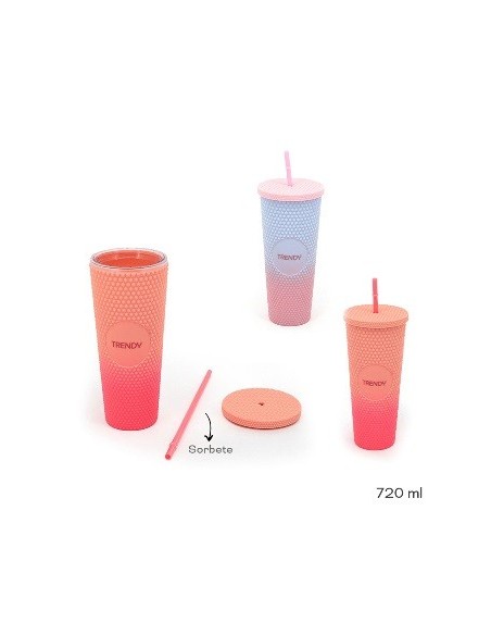 Vaso 720ml Plast  C-tapa Y Sorbete Degrade 19017 Tar20