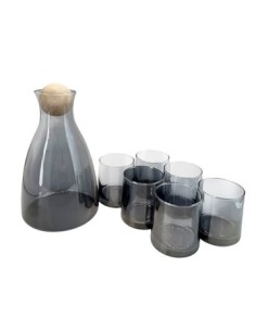 Vaso X6 Con Jarra De Vidrio Tapa Madera Rys-24154 Ramy02