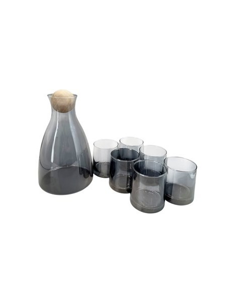 Vaso X6 Con Jarra De Vidrio Tapa Madera Rys-24154 Ramy02