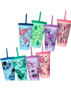 Vaso 500ml Sorbete Reutilizable Estampado Color Pastel Cli01 91149 Art05