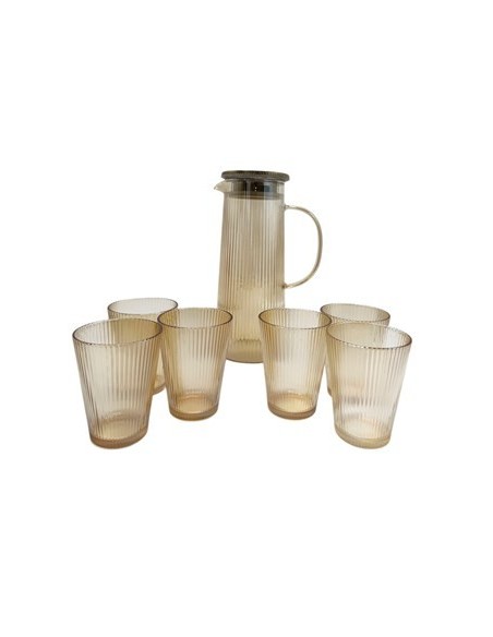 Vaso X6 Con Jarra De Vidrio Tapa Metal Rys-24156 Ramy02