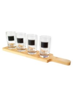 Set Vasos X4 C/tabla De Bambu Ca5877 Pk01