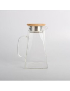 Jarra 1 5lt Vidrio Piramidal C-tapa Bamboo 528119 Mish02