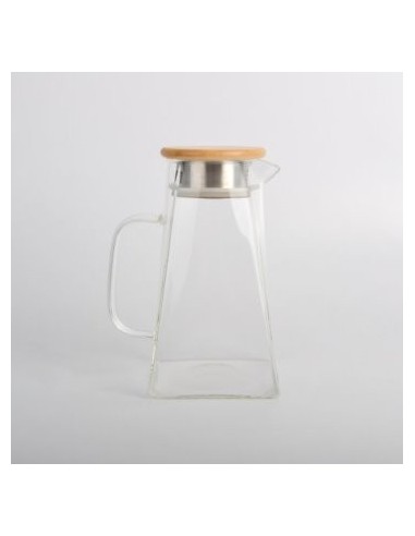 Jarra 1 5lt Vidrio Piramidal C-tapa Bamboo 528119 Mish02