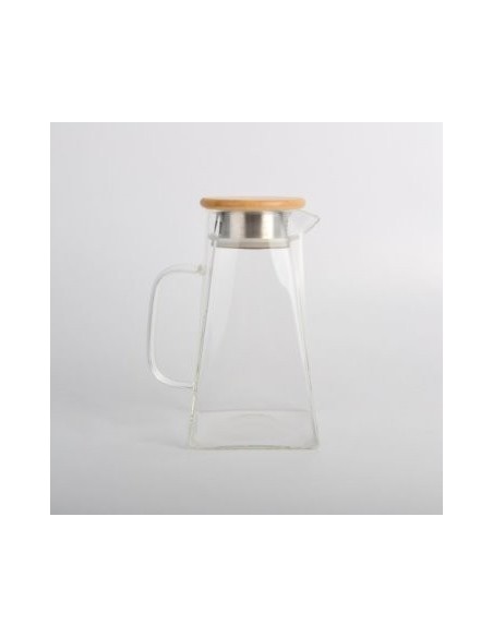 Jarra 1 5lt Vidrio Piramidal C-tapa Bamboo 528119 Mish02