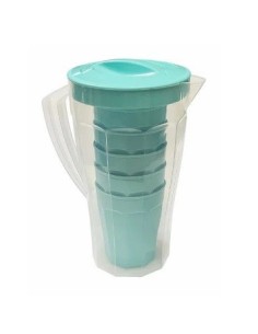 Jarra 2lts Plast  C-6 Vasos Faceteado 9007 Dol01