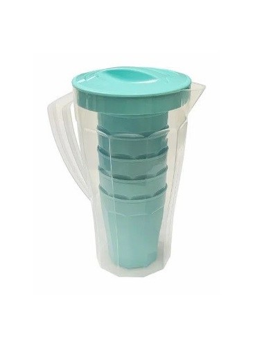 Jarra 2lts Plast  C-6 Vasos Faceteado 9007 Dol01