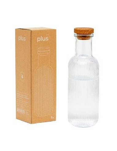 Botella Vidrio 1lts Con Tapa De Corcho En Caja 5300 Bzp01