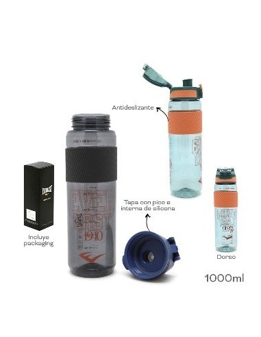 Botella 1000ml Plast  Grip Goma Everlast 17370c Tar02