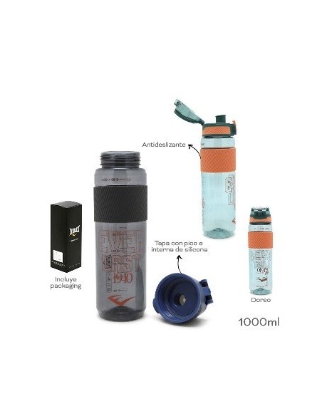 Botella 1000ml Plast  Grip Goma Everlast 17370c Tar02