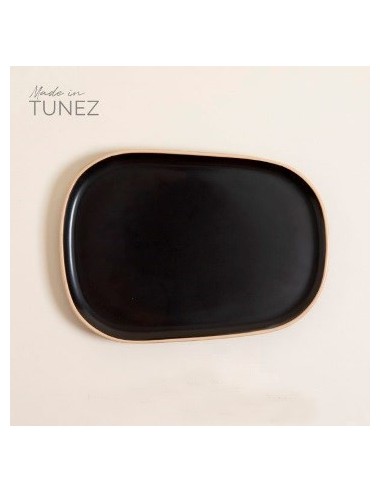 Plato Playo 29cm Ceramica Negra Opaca C-borde Marron 0511359 Mish02