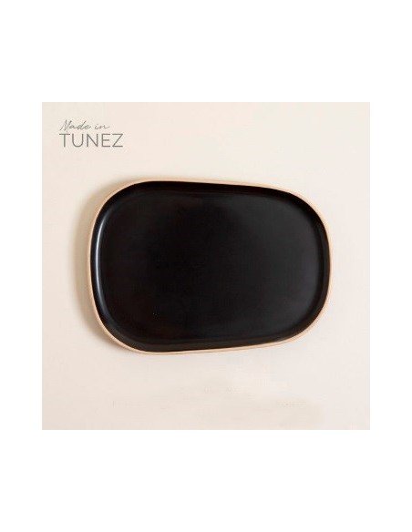 Plato Playo 29cm Ceramica Negra Opaca C-borde Marron 0511359 Mish02