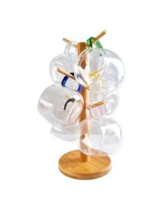 Set X6 Tazas De Vidrio C-soporte De Bambu Ca5842 Pk01