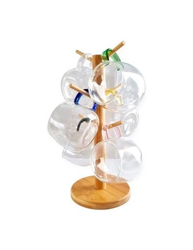 Set X6 Tazas De Vidrio C-soporte De Bambu Ca5842 Pk01