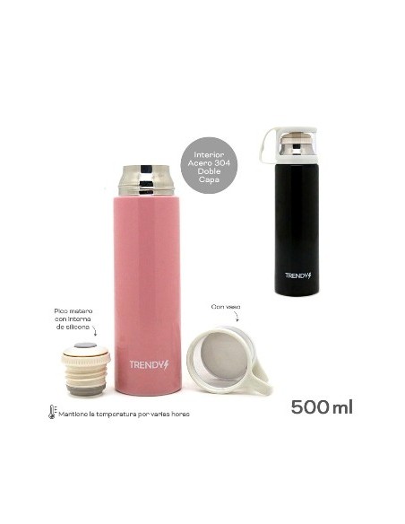 Termo 500ml C/taza Acero Inox Col. Surt. Trendy 14092 Tar02