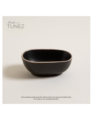Compotera 13cm Oval Ceramica Negra Opaca C-borde Marron 0511362 Mish02