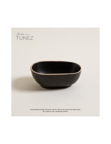 Compotera 13cm Oval Ceramica Negra Opaca C-borde Marron 0511362 Mish02