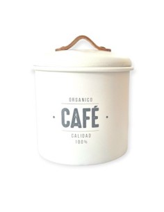 Tarro 700ml Cafe Metal Blanco/negro T-15 Sir01