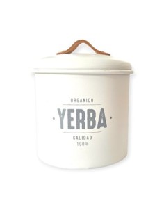 Tarro 700ml Yerba Metal Blanco/negro T-14 Sir01