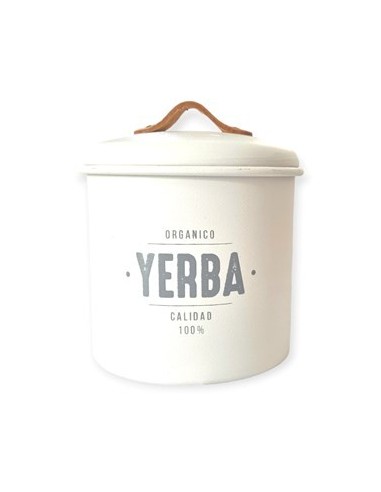Tarro 700ml Yerba Metal Blanco/negro T-14 Sir01