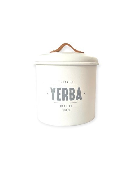 Tarro 700ml Yerba Metal Blanco/negro T-14 Sir01