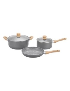 Bateria Cocina 5 Pzas Antiadherente Granito Gra01 Hud01