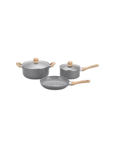 Bateria Cocina 5 Pzas Antiadherente Granito Gra01 Hud01