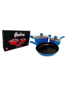 Bateria Cocina 5 Pzas Antiadherente Azul-rojo Hudson 09-10016a-09-10016r  Hud01 -m- -m-