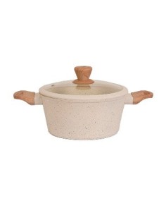 Olla 26cm Teflon Granito C-tapa Vidrio Y Mango Silicona-madera 8726 6726 Car15 -b4-